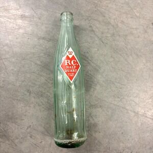 Vintage 1965 Royal Crown Cola RC Half Quart 16 Oz ACL Soda Bottle Green Glass